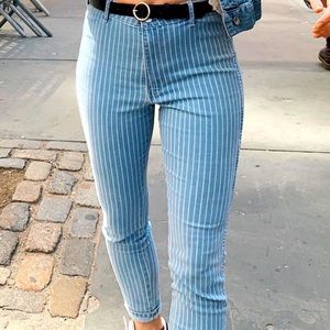 H&M skinny stripped high-waisted jeans!